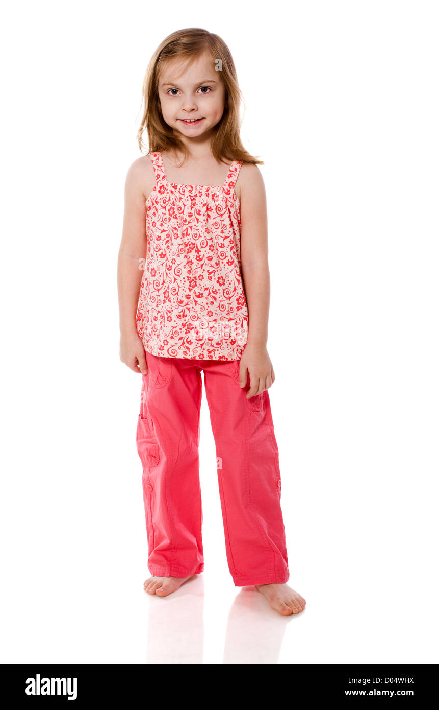 portrait of cheerful Little Girl isolated on white Stock Photo - Alamy