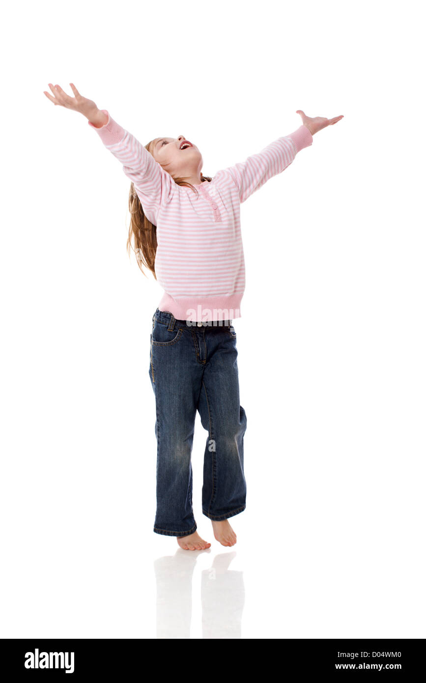 portrait of cheerful Little Girl isolated on white Stock Photo - Alamy