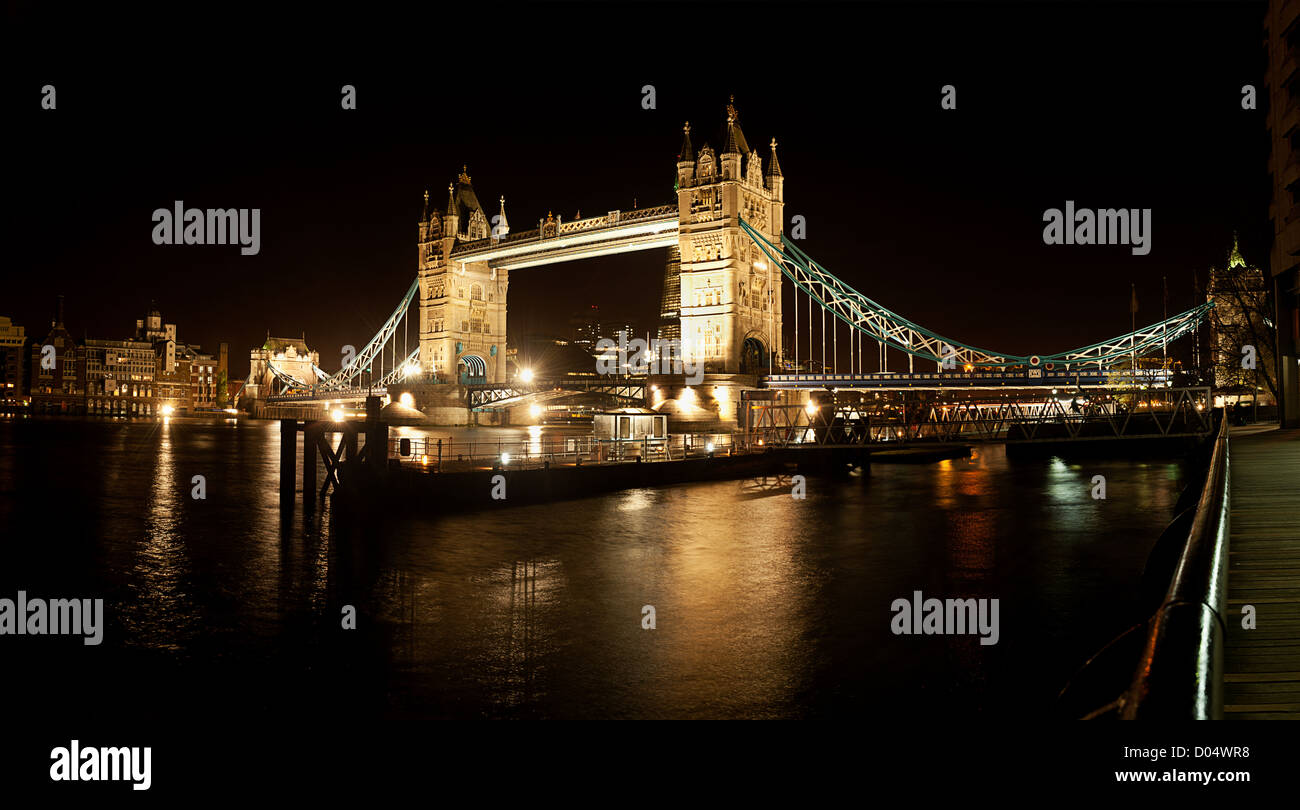 London Tower Bridge  Night UK Europe Stock Photo