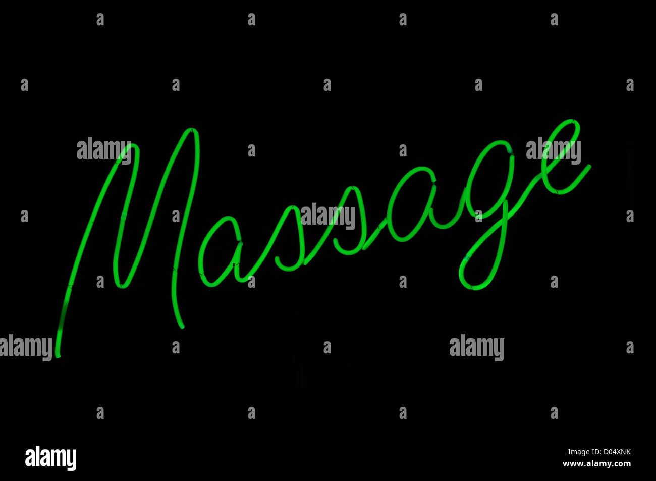 Massage Therapy Green Neon Light Sign Stock Photo - Alamy