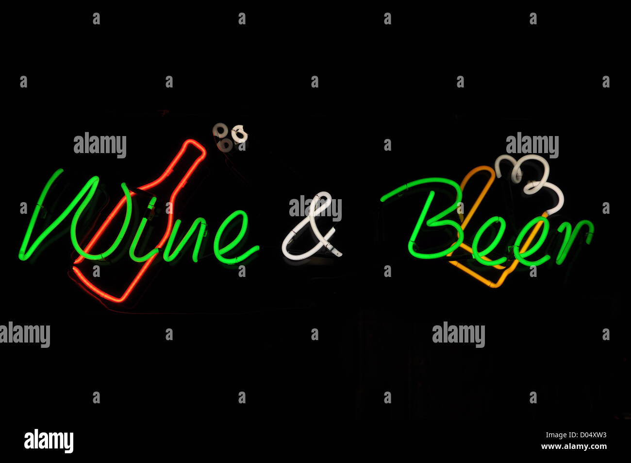 Wine and Beer Neon Sign Stock Photo Alamy