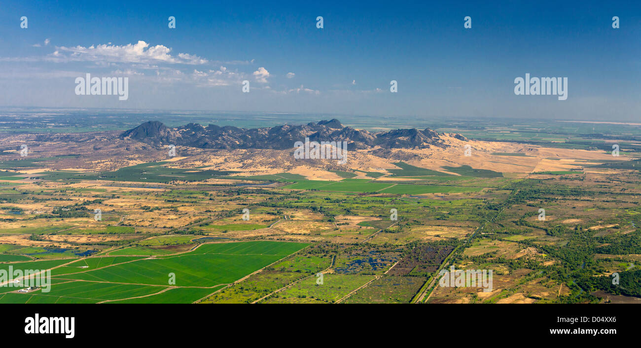 Aerial view of the Sutter Buttes in the Sacramento Valley of California