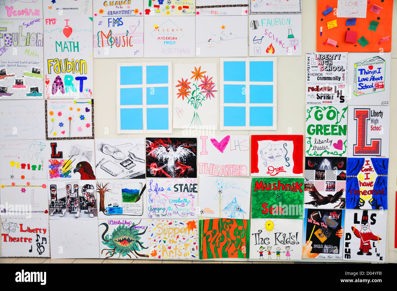 Kids drawings on the wall Stock Photo Alamy