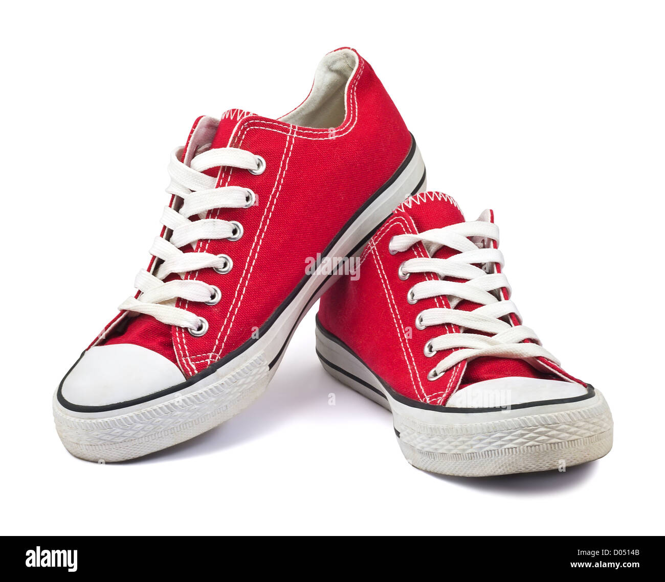vintage red shoes on white background Stock Photo