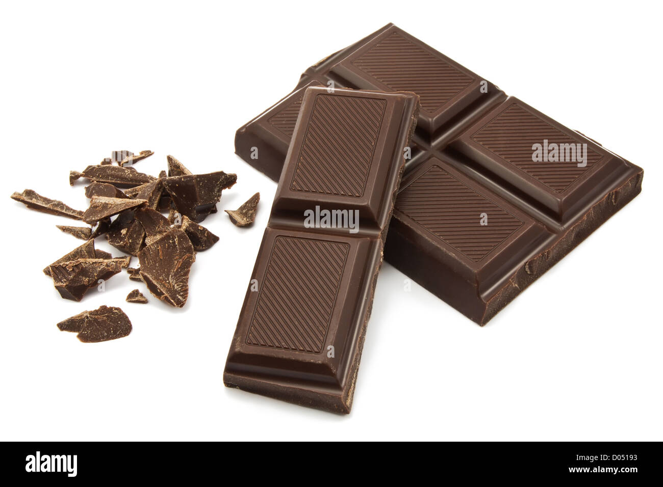 chocolate bars on white background Stock Photo