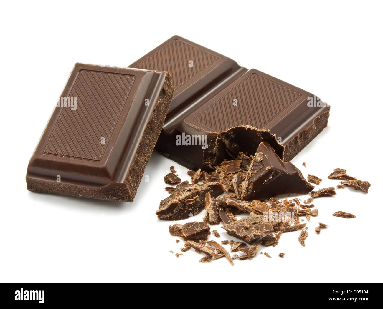 chocolate bars on white background Stock Photo