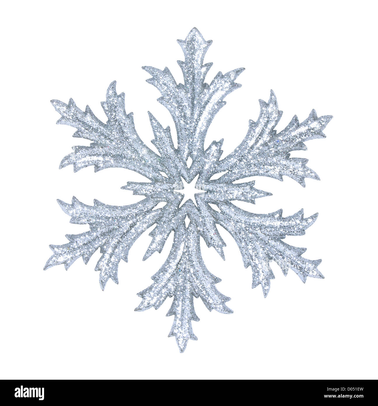 Shiny snowflake isolated on winter background Stock Photo