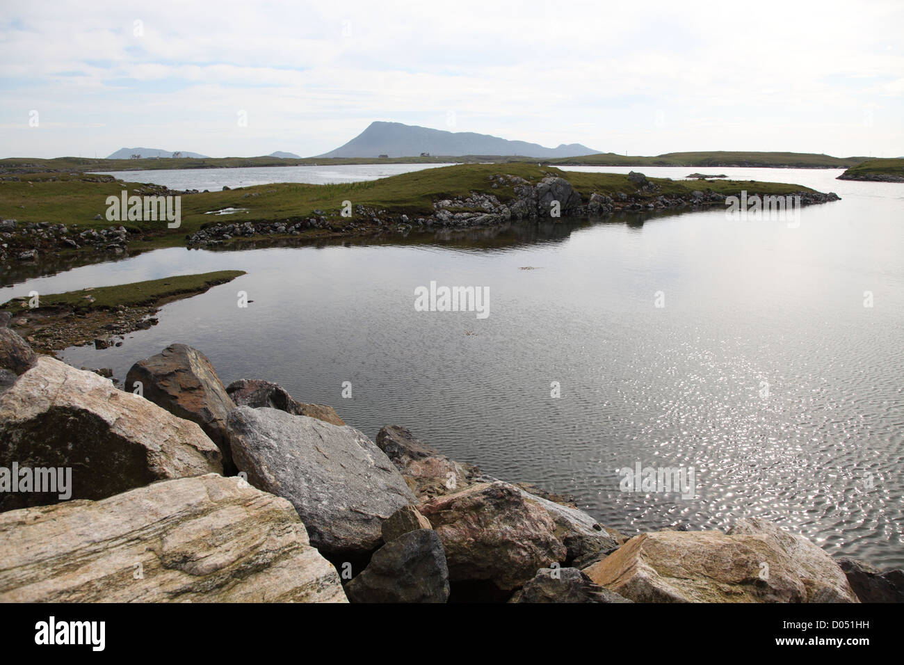 view of the highest mountain of North Uist, Eaval  at 1138 feet high an inaccessible peak Stock Photo