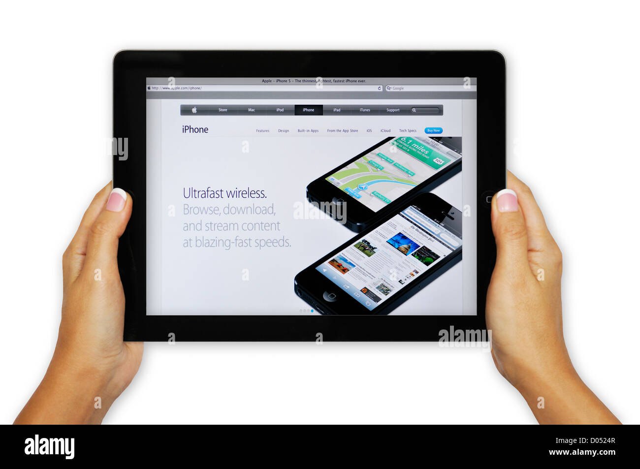 iPad screen showing Apple store website Stock Photo