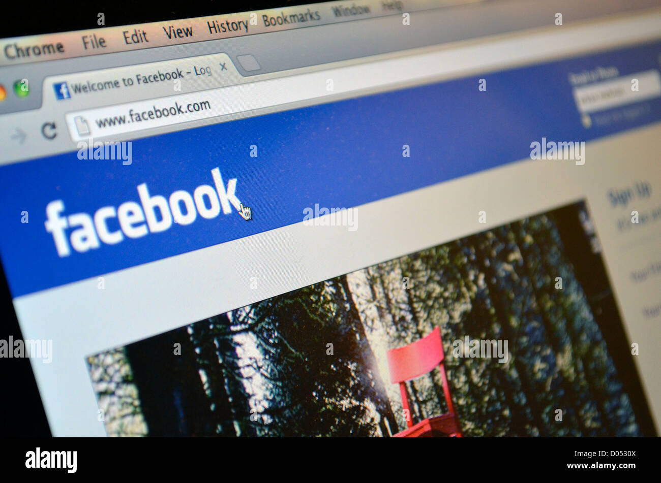 facebook log in page Stock Photo
