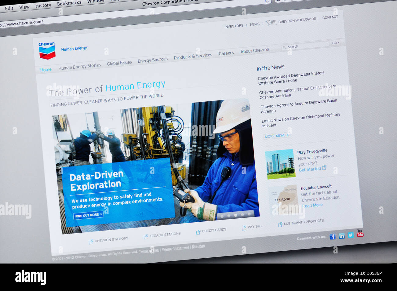Chevron website - oil and gas company Stock Photo