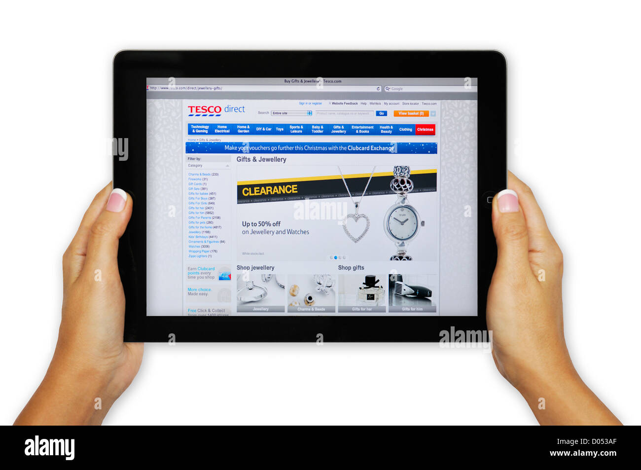 Tesco clearance website on iPad Stock Photo Alamy