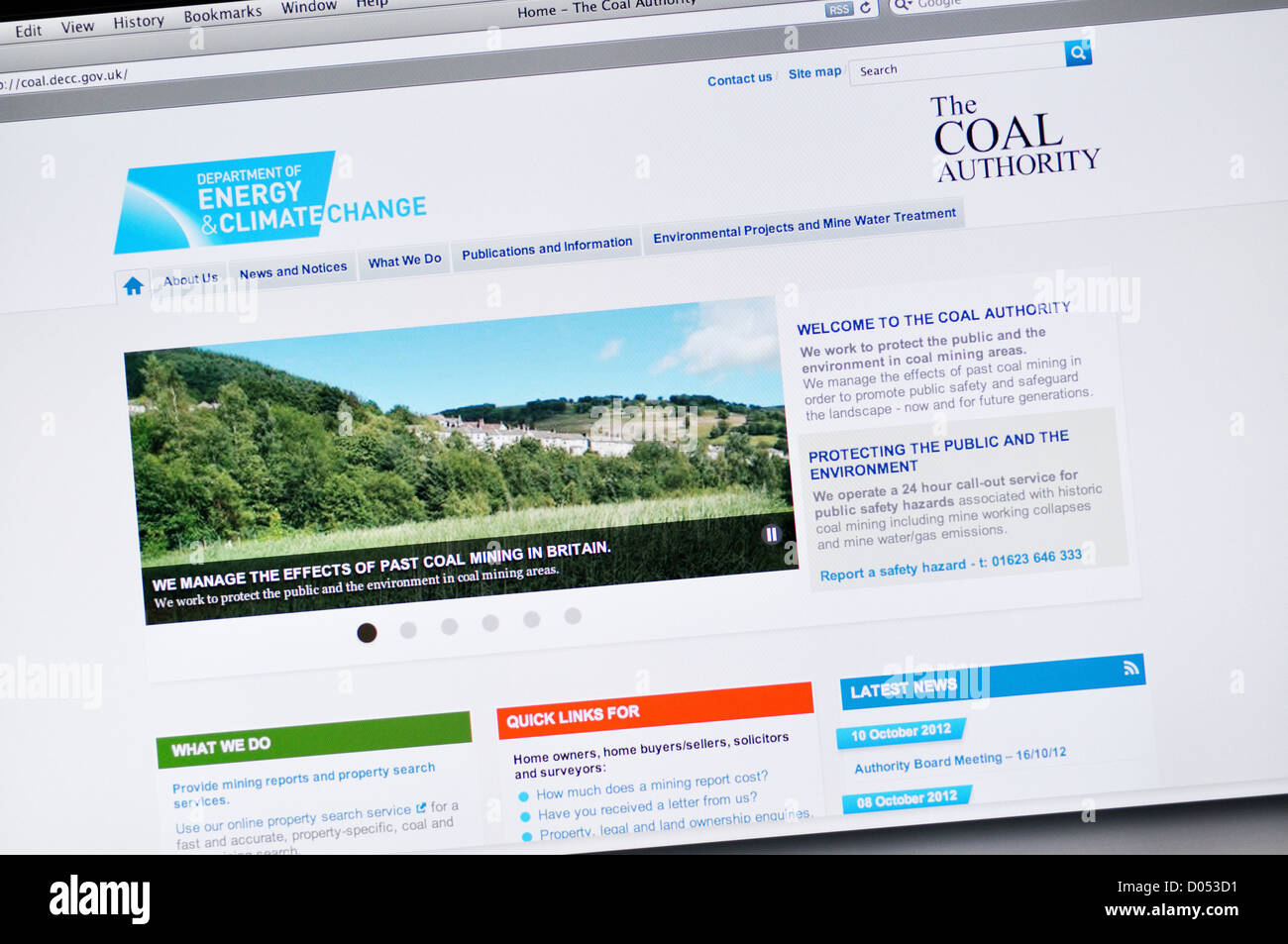 Department of Energy and Climate Change (DECC) website Stock Photo
