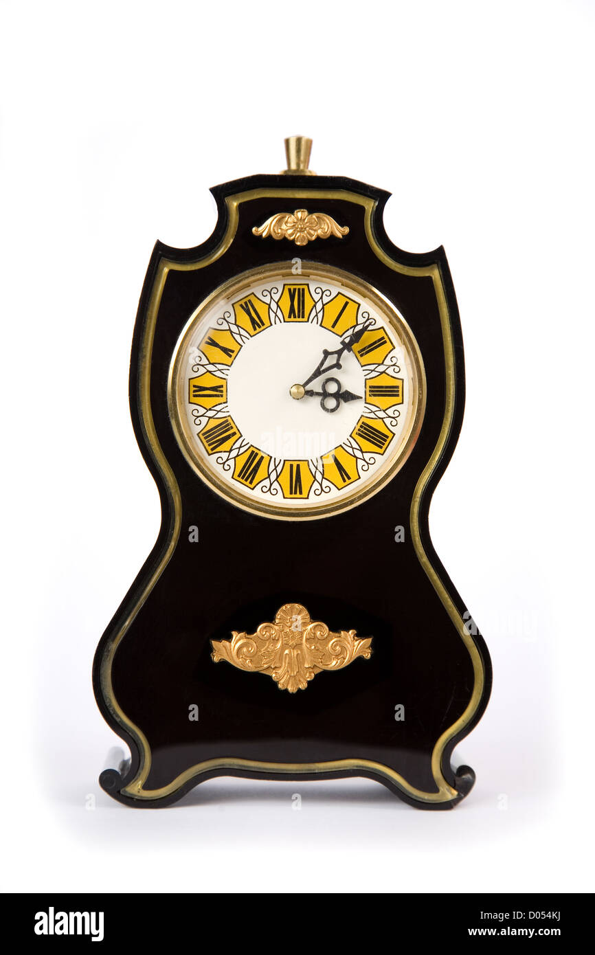 Vintage clocks with scratches, isolated on white background Stock Photo