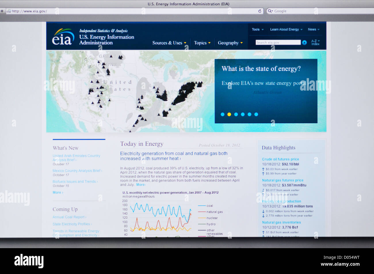 Energy Information Administration website Official Energy Statistics