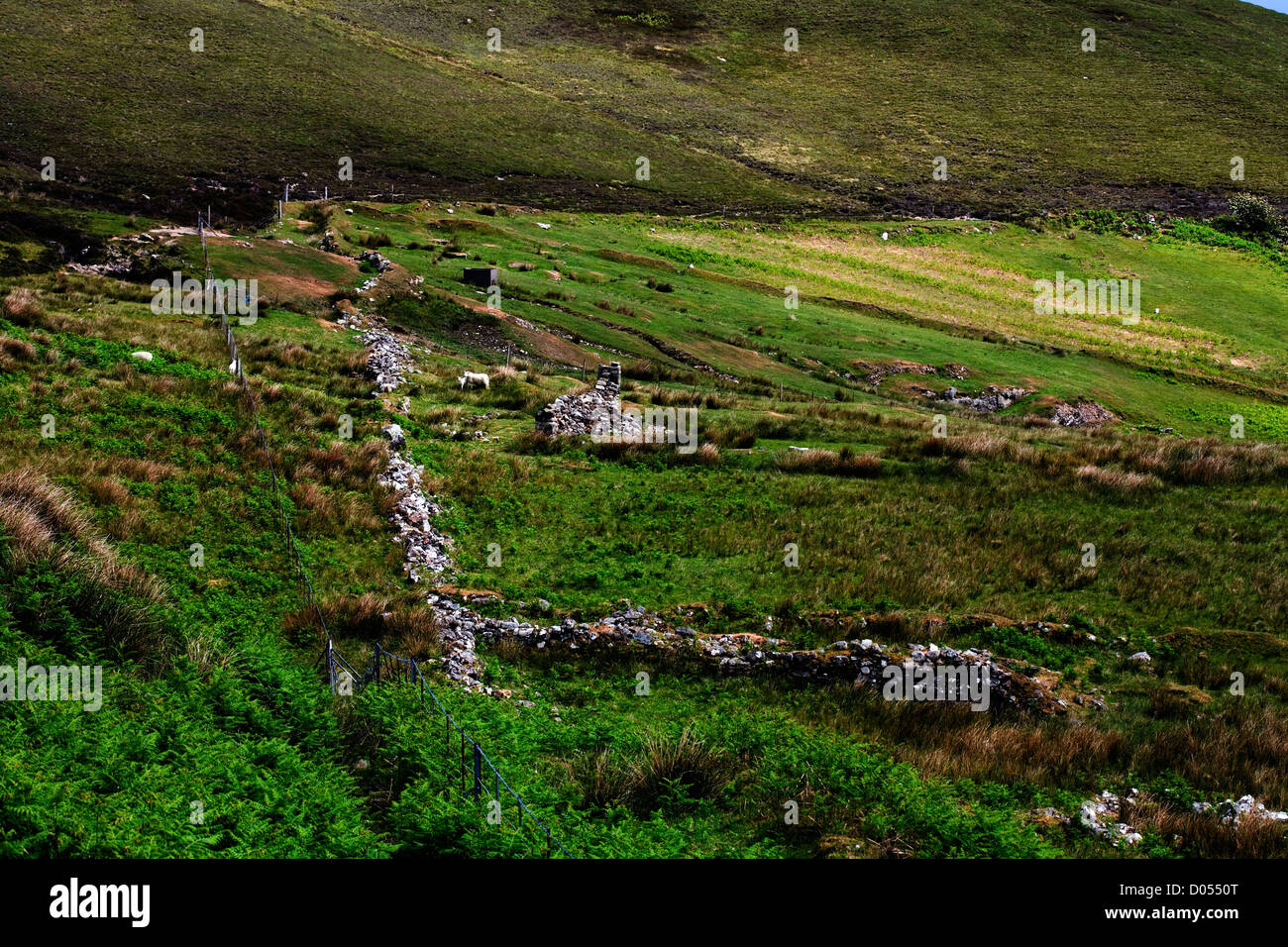 Remains of  crofts  the cleared village of Suisnish near Torrin Broadford Isle of Skye Scotland Stock Photo