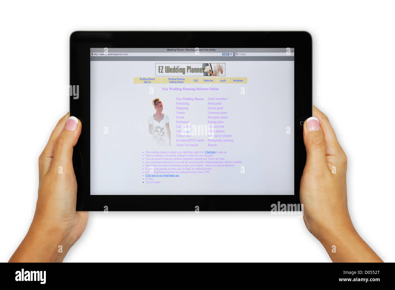 Ipad Screen Showing Ez Wedding Planner Website Stock Photo