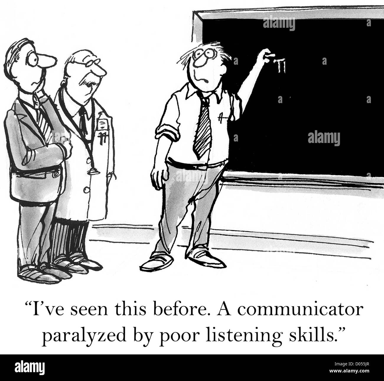 'I've seen this before. A communicator paralyzed by poor listening skills.' Stock Photo