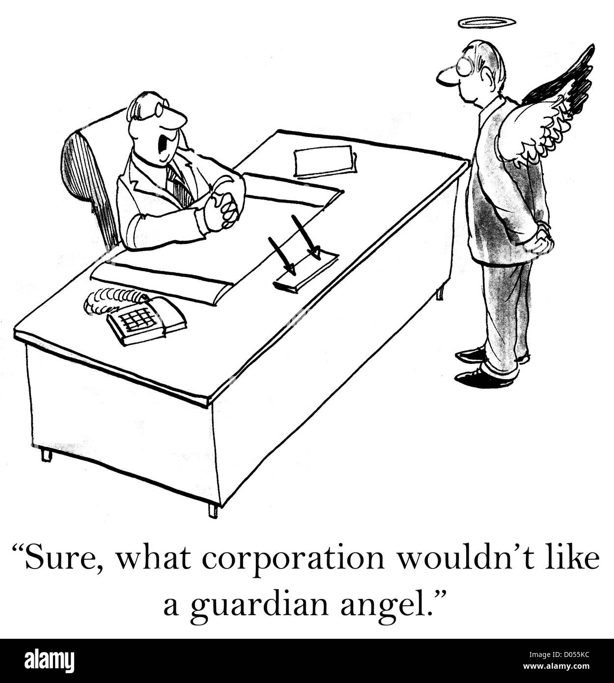 'Sure, what corporation wouldn't like a guardian angel?' Stock Photo
