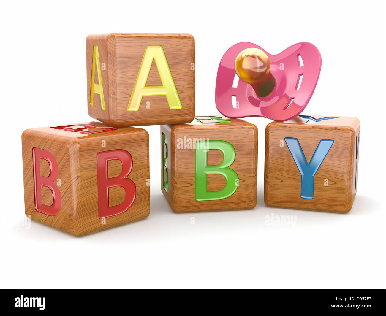 Baby from alphabetical blocks and dummy. 3dBaby from alphabetical blocks and dummy Stock Photo