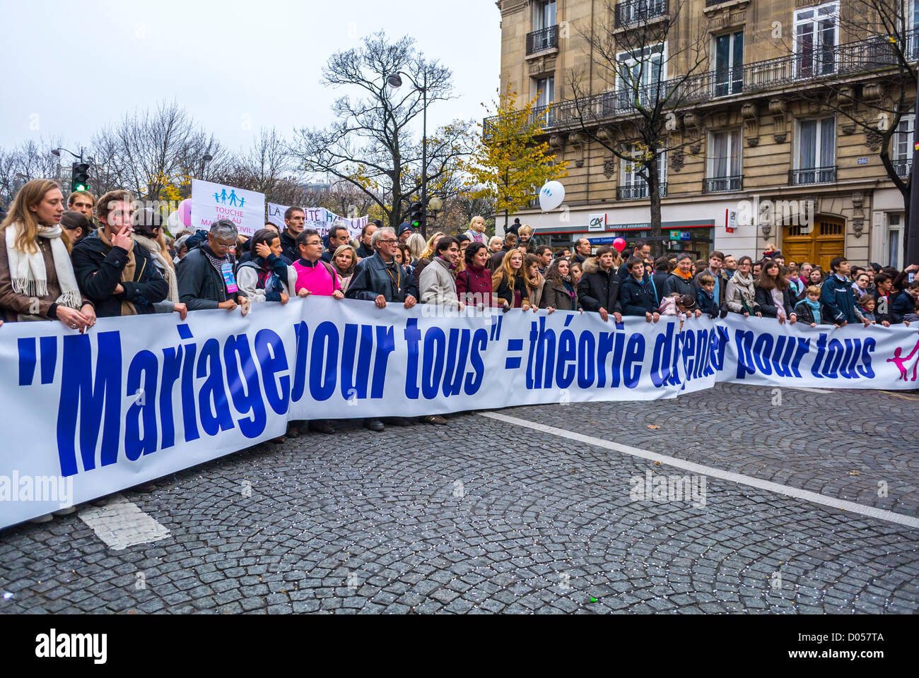 Paris Conservative Rally Paris, France, Seniors holding Protest signs, at Rally Protesting ...