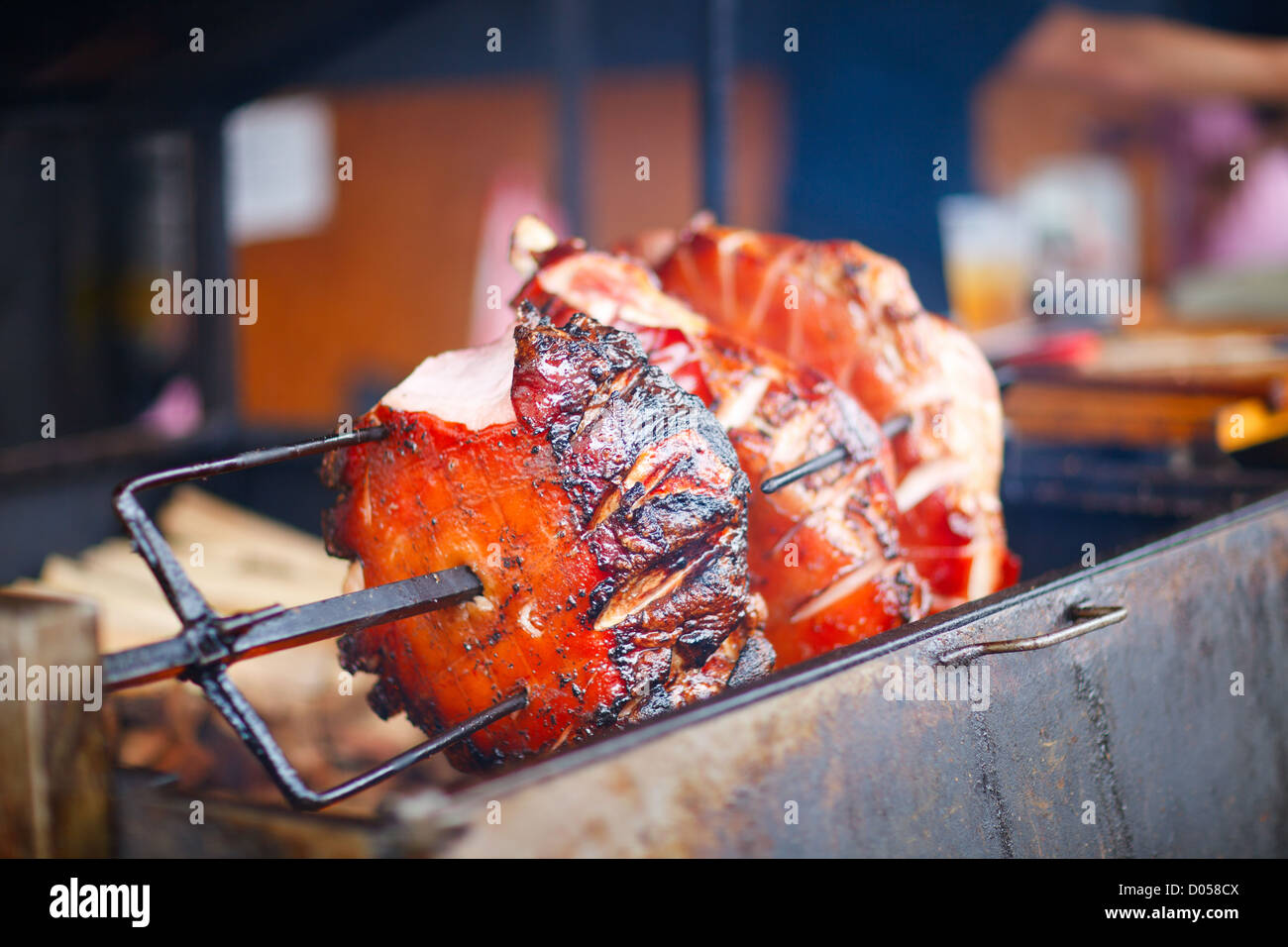 Roasted pork leg Stock Photo