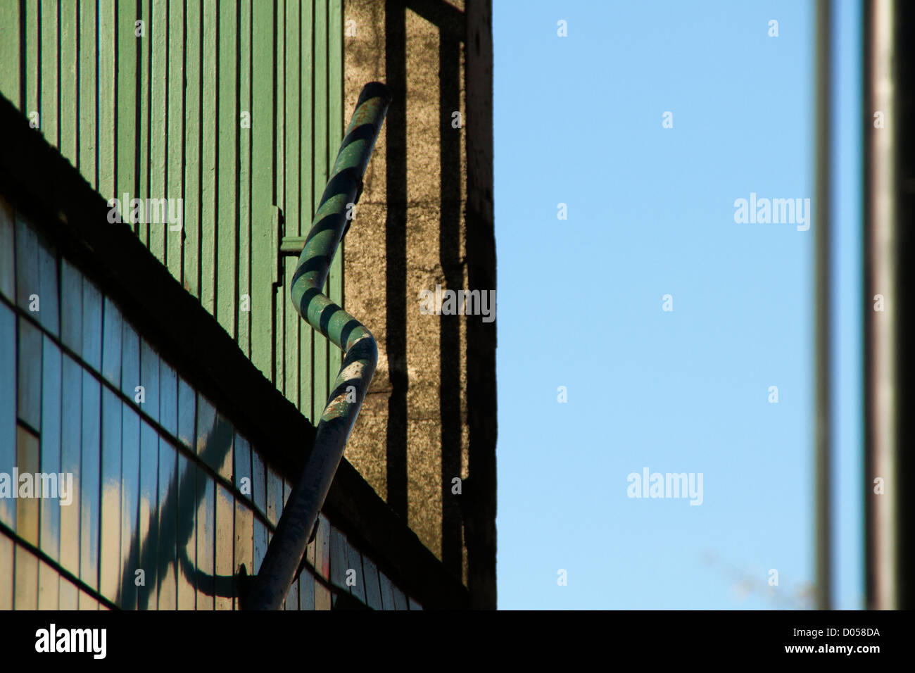 subway railings, clear blue sky, Stock Photo