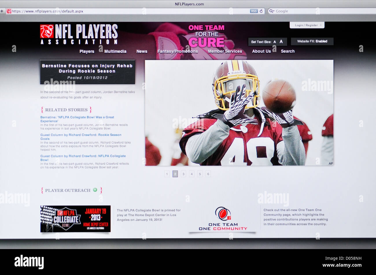 National Football League Players Association Website Stock