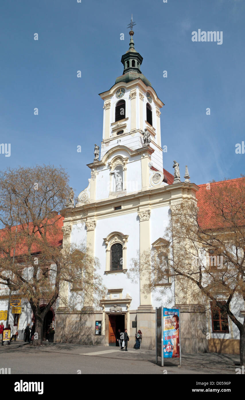 Church of the Visitation (Kostol milosrdných bratov translates to Church of the Merciful Brothers) in Bratislava, Slovakia. Stock Photo