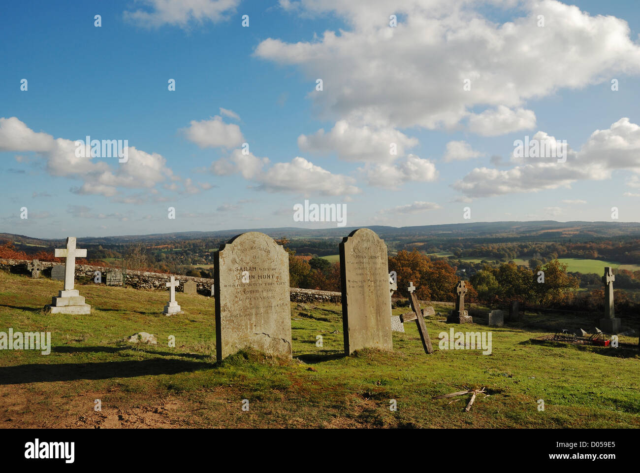 The cemetery at St MarthaontheHill, Chilworth, Surrey, England Stock