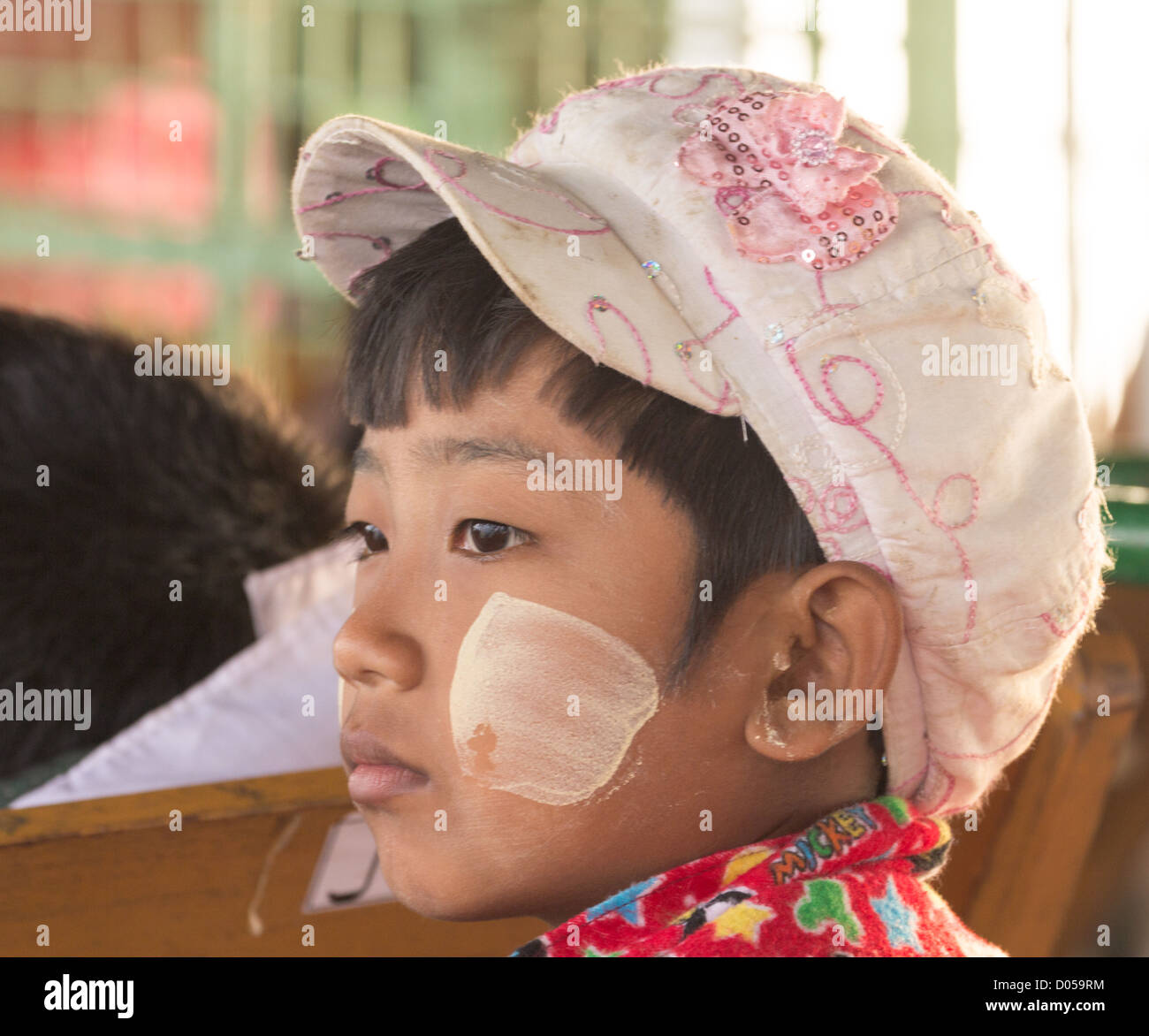 Girl With Tanaka On Her Face On The Ferry To Get To Mrauk U Most Stock Photo Alamy