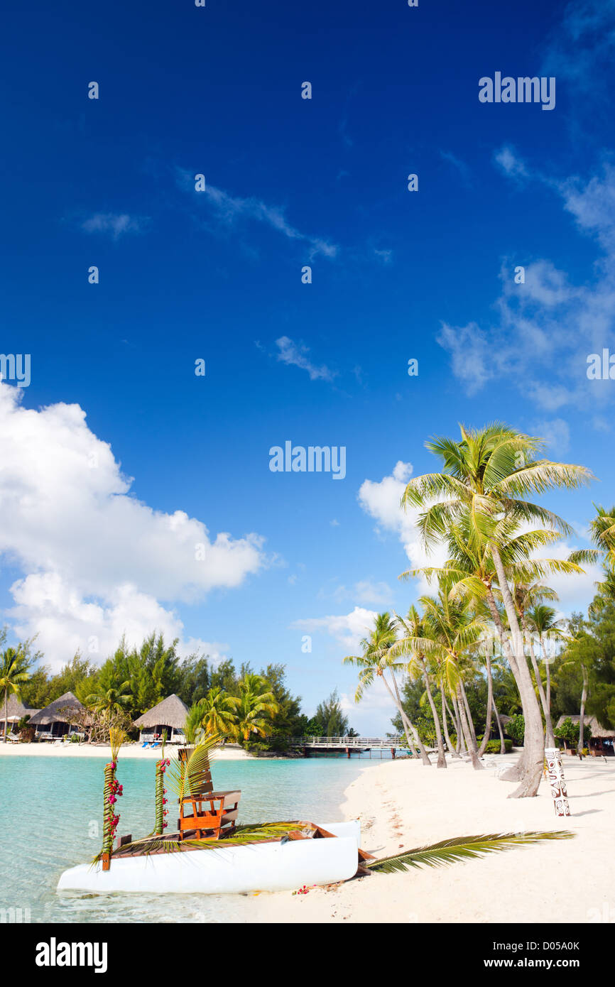 Perfect beach on Bora Bora Stock Photo