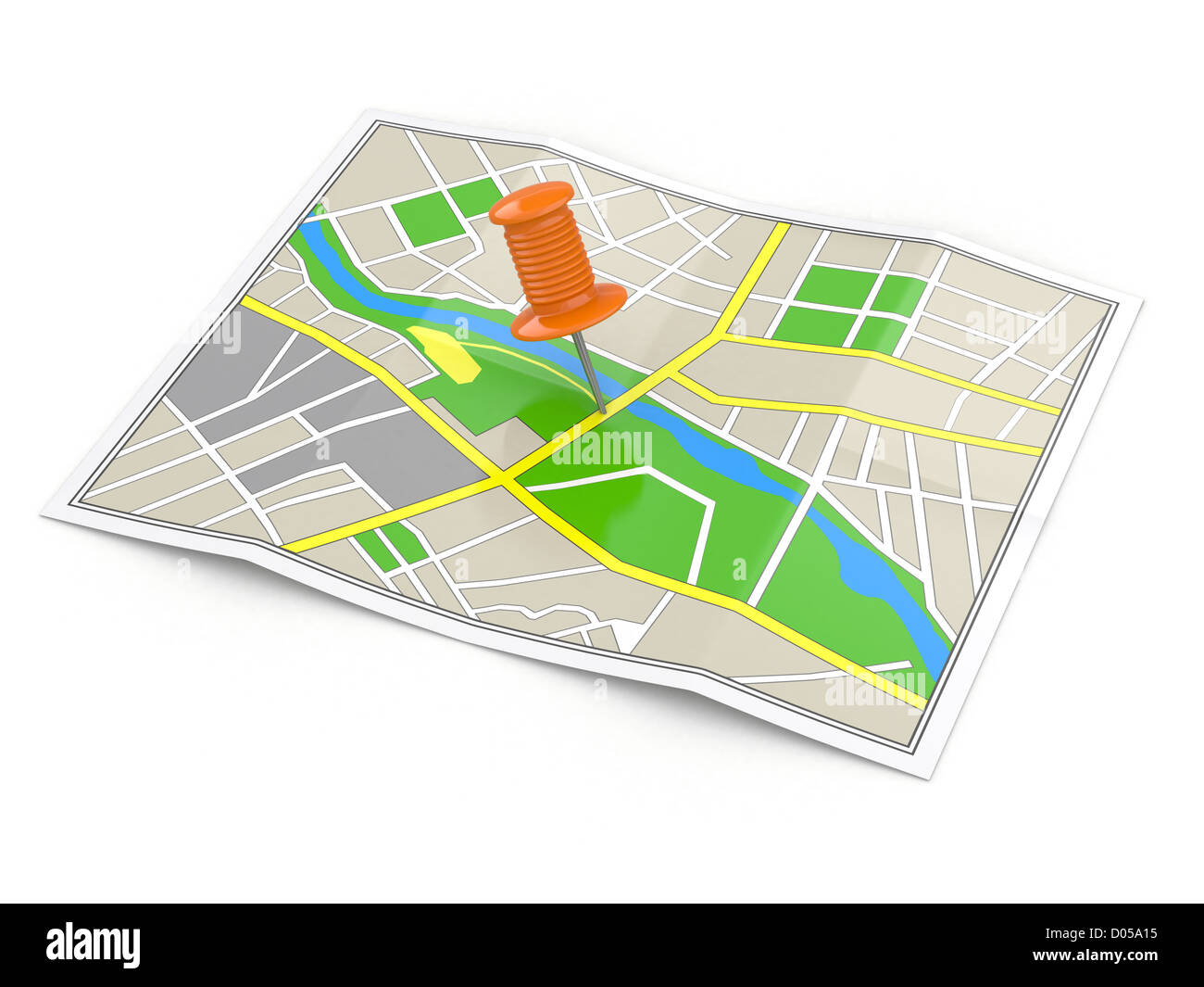 Location. Map and thumbtack. GPS concept. 3d Stock Photo
