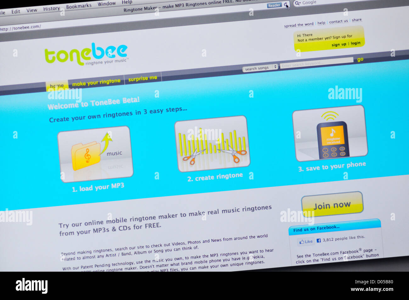 Tonebee website - online ringtone maker Stock Photo - Alamy