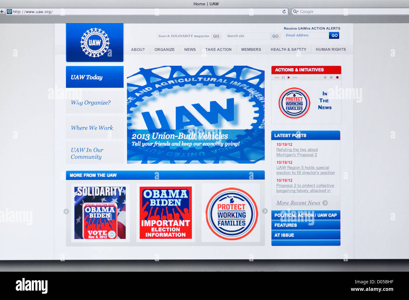 United Auto Workers Website Stock Photo Alamy