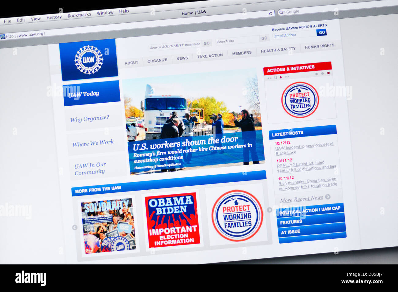 United Auto Workers Website Stock Photo Alamy