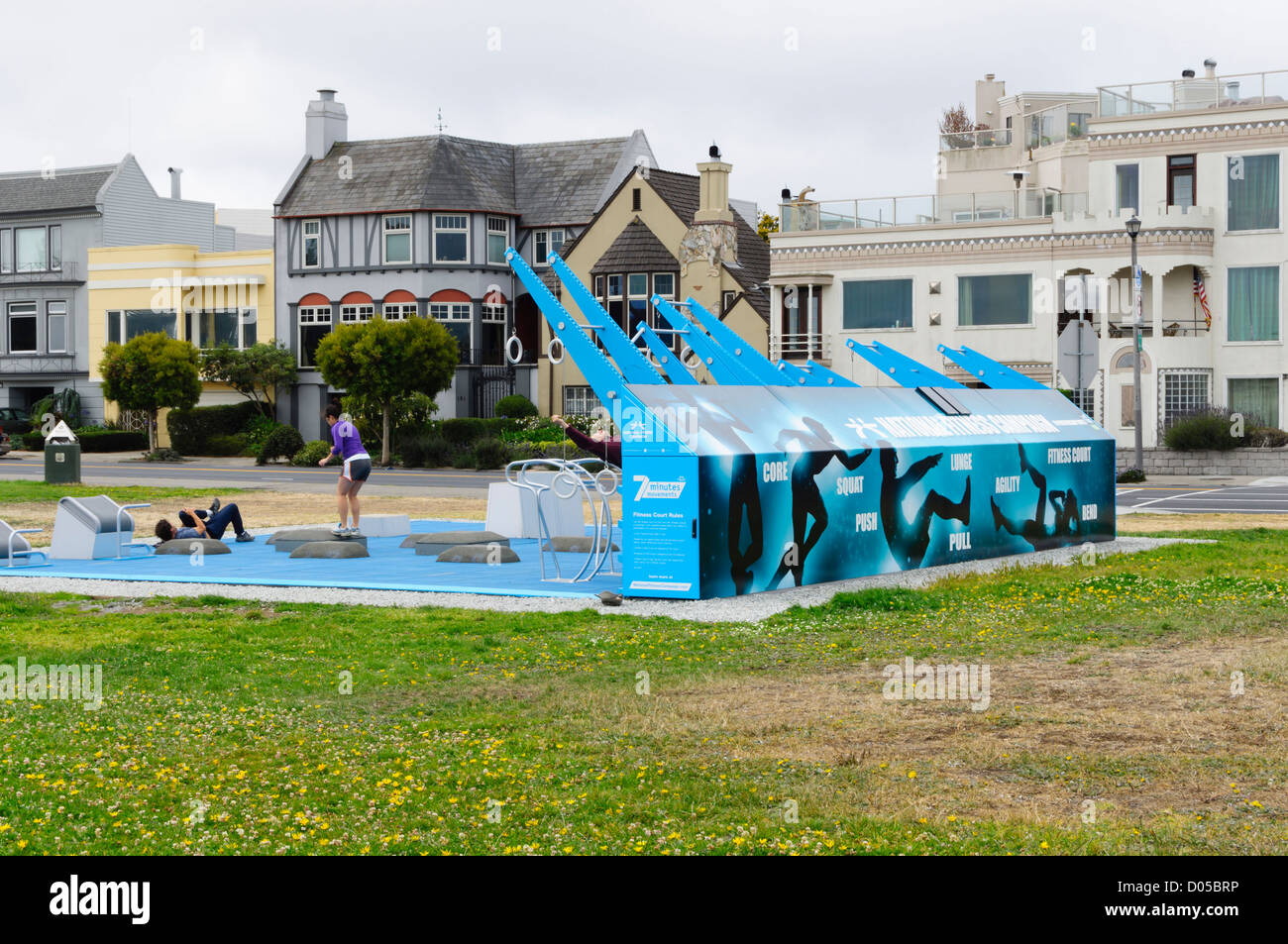 San Francisco - community public fitness court zone on Marina Boulevard. Stock Photo