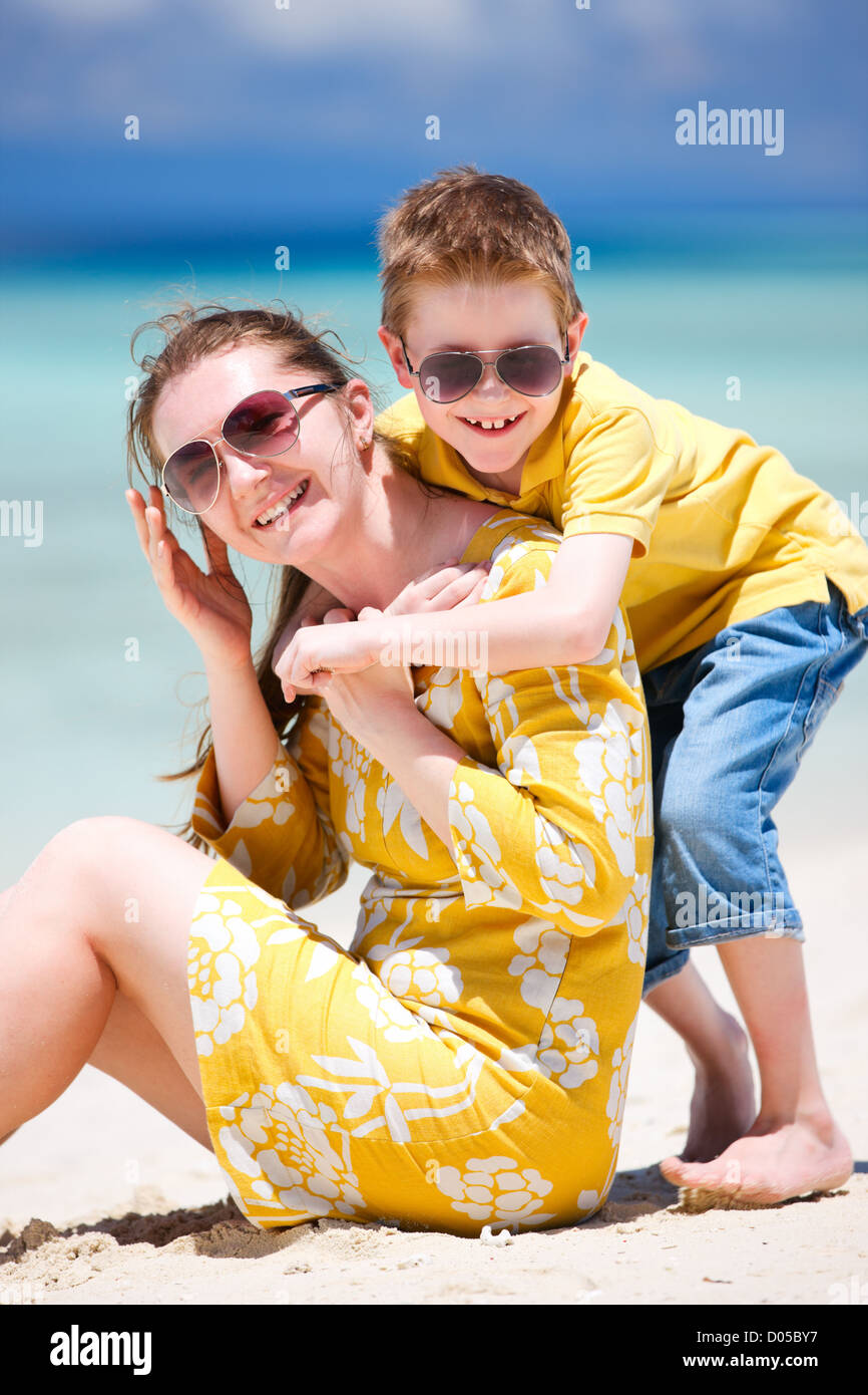Mother And Son At Beach Stock Photo Alamy mother-and-son-at-beach-stock-photo-alamy