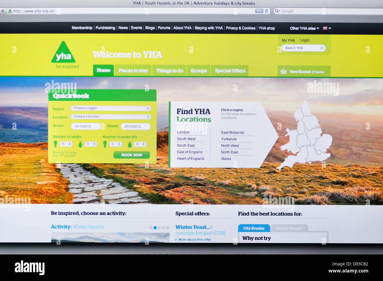 Youth Hostel website - online youth hosteling Stock Photo