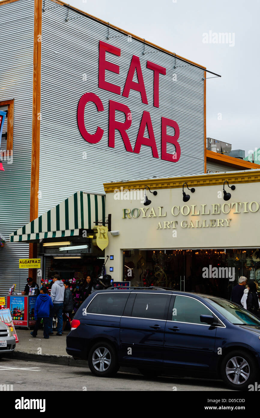 San Francisco - Fisherman's Wharf - Eat Crab Stock Photo - Alamy