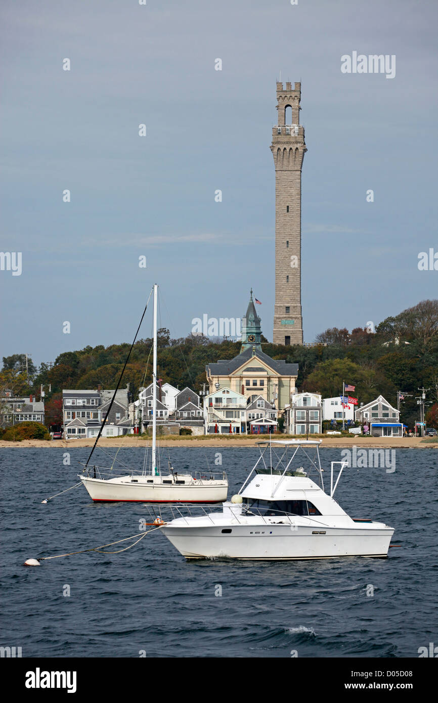 Provincetown Harbour And The Pilgrims Monument Provincetown Cape Cod Massachusetts America