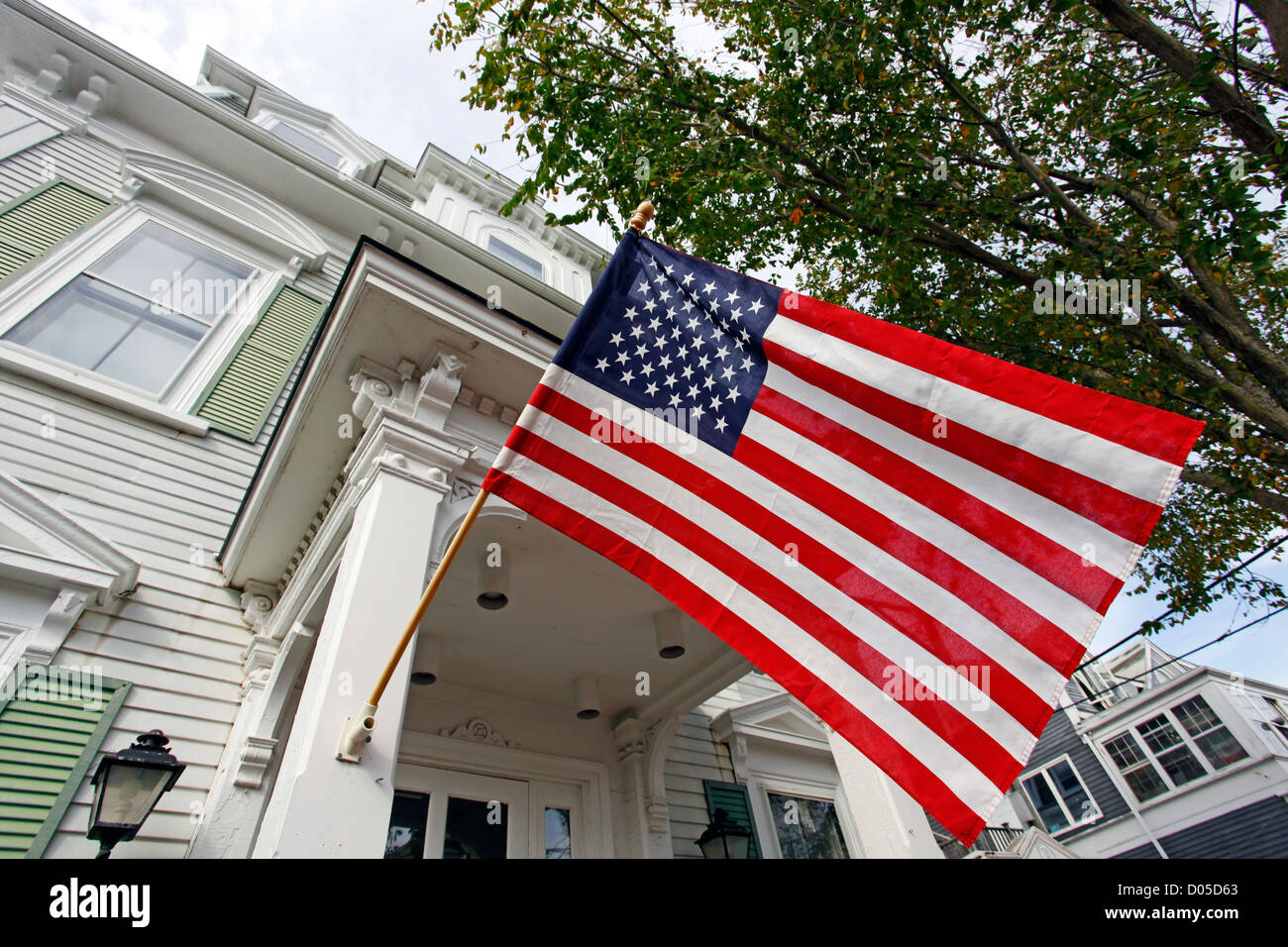 American stars and stripes flag flying, Provincetown, Cape Cod, Massachusetts, America Stock Photo