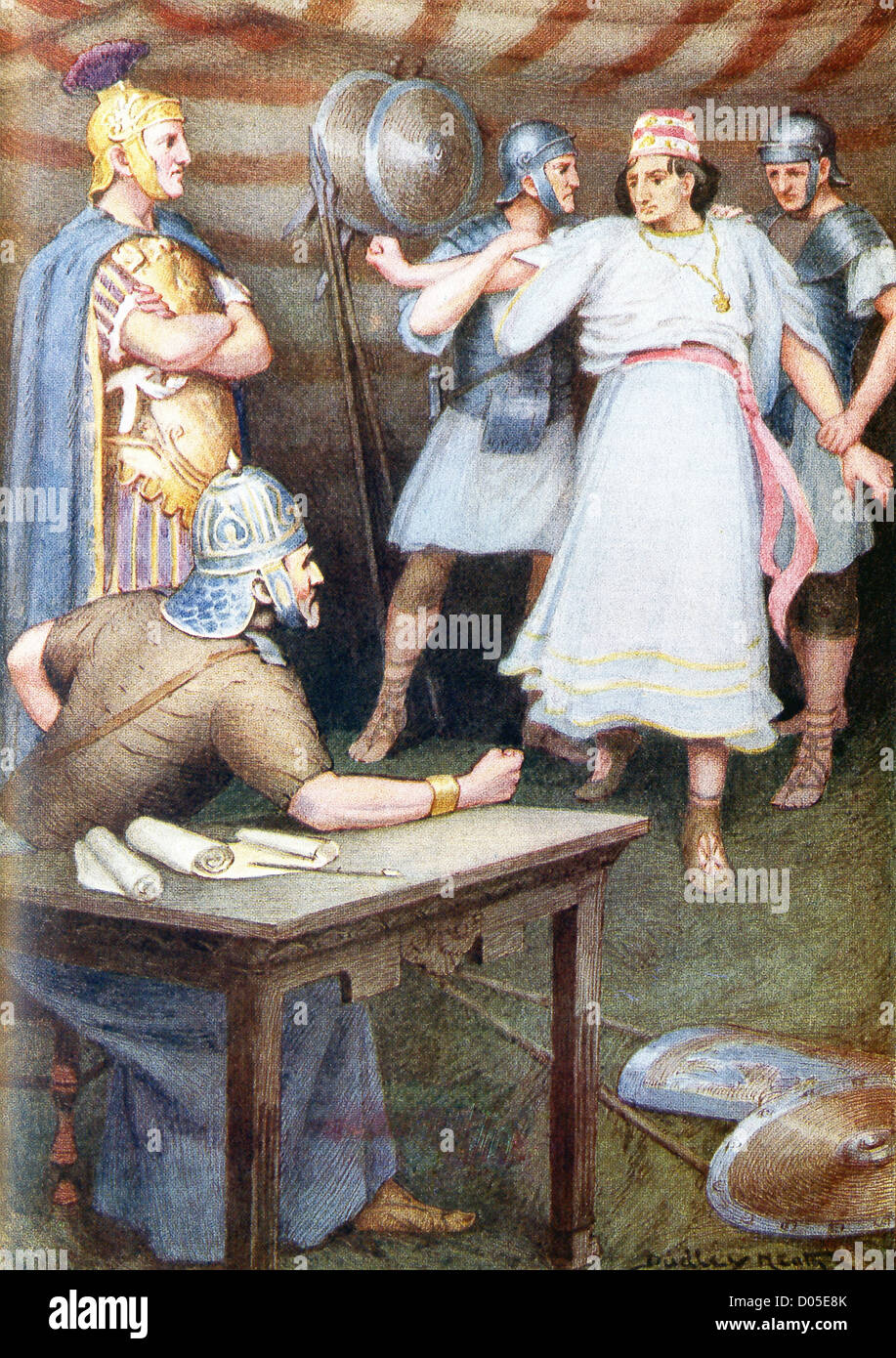 Jugurtha outmaneuvered the Romans until his father-in-law, Bocchus I of Mauretania, manages to capture him. Stock Photo