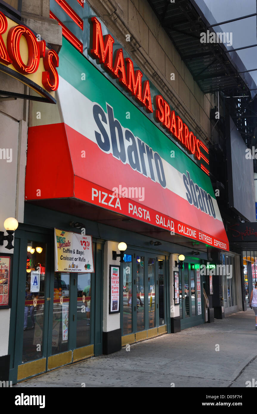 Sbarro Italian food and pizza restaurant, New York City, USA Stock Photo