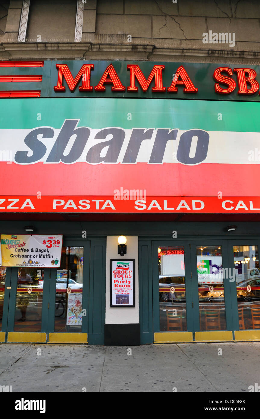 Sbarro Italian food and pizza restaurant, New York City, USA Stock Photo