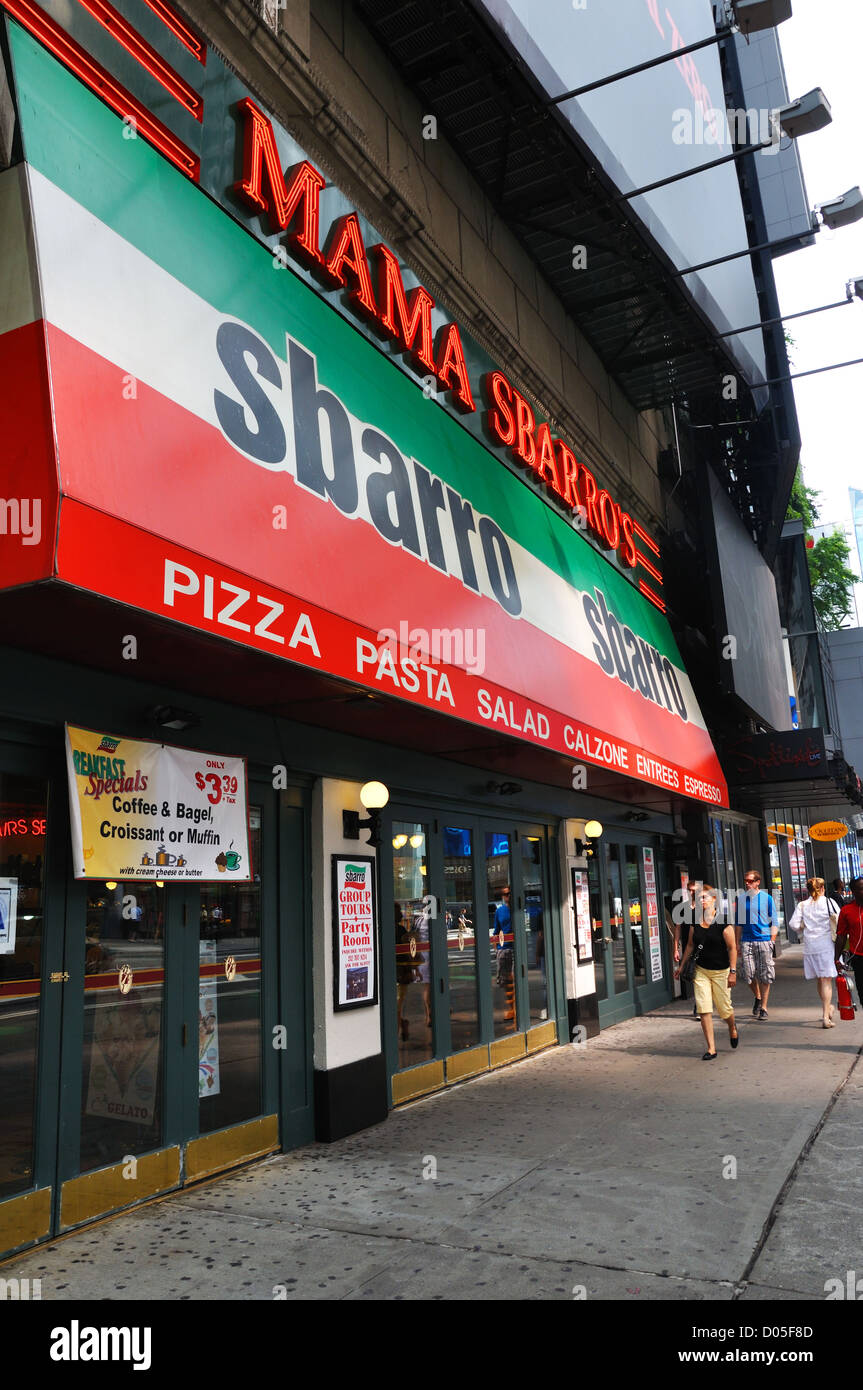 Sbarro Italian food and pizza restaurant, New York City, USA Stock
