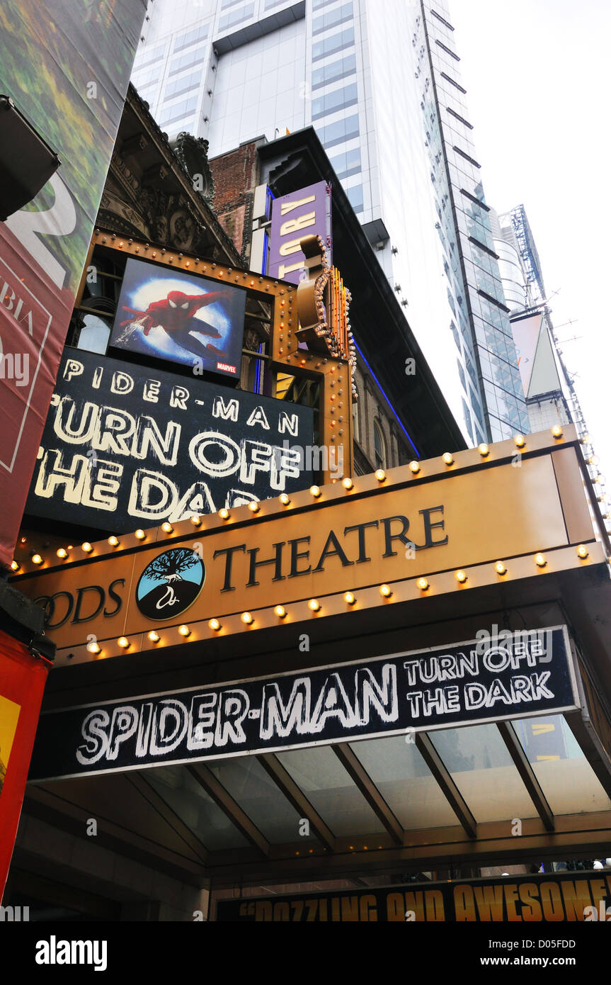 Spiderman show at Foxwoods Theatre, New York City, USA Stock Photo