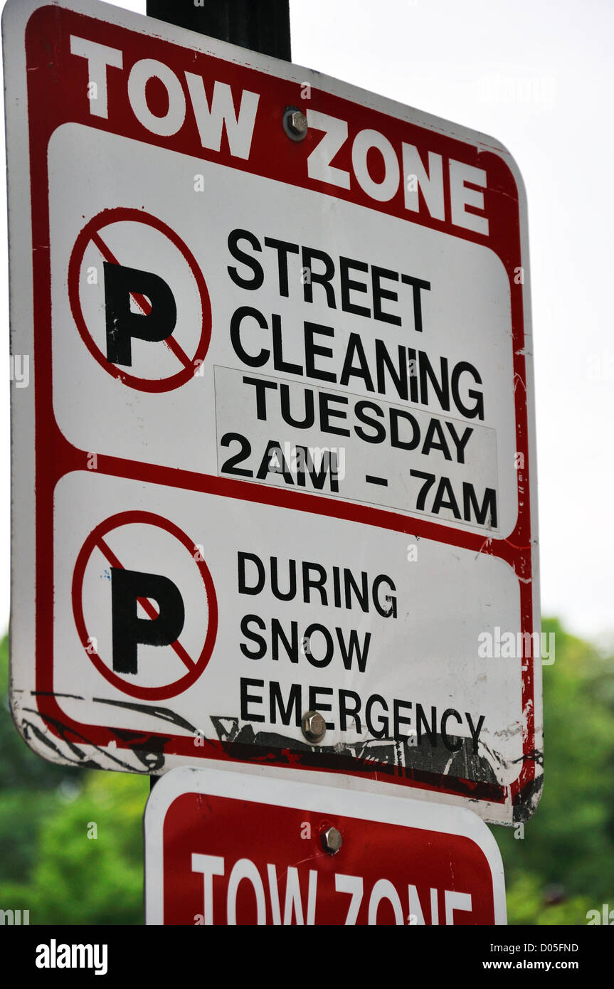 Street cleaning schedule sign, Beacon Hill, Boston, Massachusetts, USA