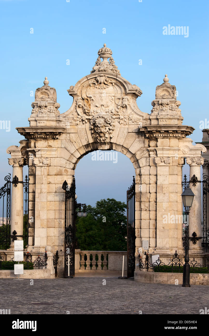 Gate to the Royal Palace (Buda Castle) in Budapest, Hungary. Stock Photo