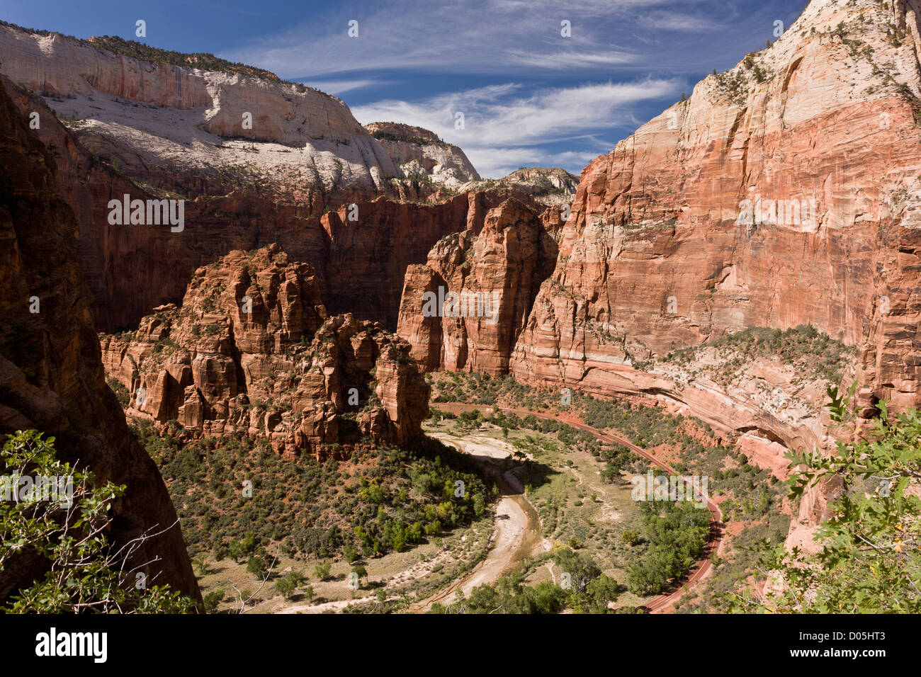 Zion Canyon at Big Bend, seen from Hidden Canyon. Zion National Park, Utah, USA Stock Photo